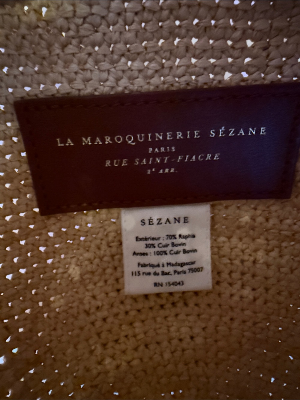 Sezane Natural Straw Crossbody with Brown Leather Trim - Picture 3 of 6